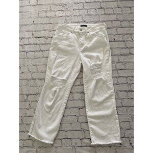 Vintage‎ 1990s Sincerely Jules High Rise Kick Bell Crop Mom White Jeans Sz 30/24